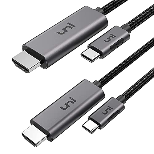uni Cabo USB C para HDMI pacote de 2 (1,8 m/6 pés, 4 K @ 60 Hz), cabo USB tipo C a HDMI [compatível com Thunderbolt 3] para MacBook Pro/Air iPad Pro, iMac Mini/Pro, Surface Book, Galaxy S20, etc.