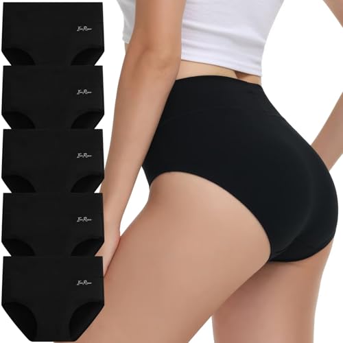IceReco Cuecas de mulher de algodão corte alto cuecas pós-parto cintura alta confortável pack de 5 Culotte roupa interior mulher