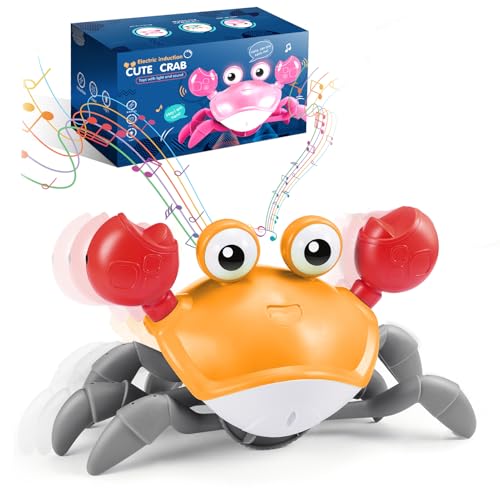 Adeokay Caranguejo brinquedo bebé brinquedos crianças 12 anos, brinquedos bebés 3-6-12 meses presente menina 12 anos caranguejo Tummy Time presentes originais aniversário bebés 1 ano brinquedos para
