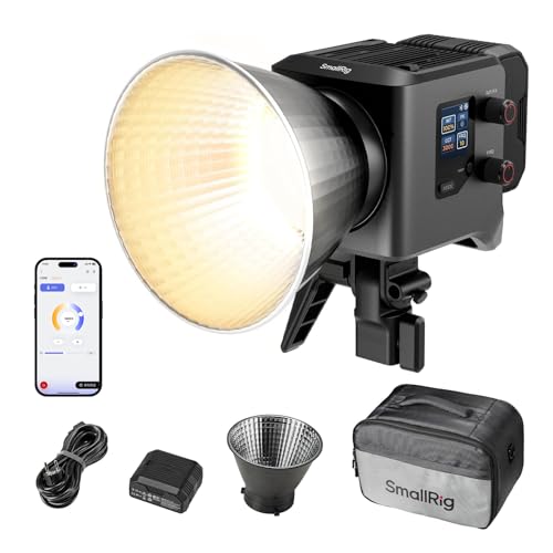 SMALLRIG RC 220B Pro Luz de vídeo COB de 220 W, luz de vídeo bicolor de 2700 K a 6500 K, luz com armação Bowens CRI 95+, compatível com 3 métodos de fornecimento de energia - 4621