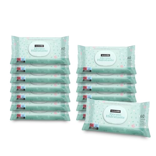Suavinex Pack de 14 x 60 toalhetes para bebé (840 unidades), dermohidratantes, adequados para peles atópicas, adequados recém-nascido, adequados mãos e rosto, 95% ingredientes de origem natural, 840