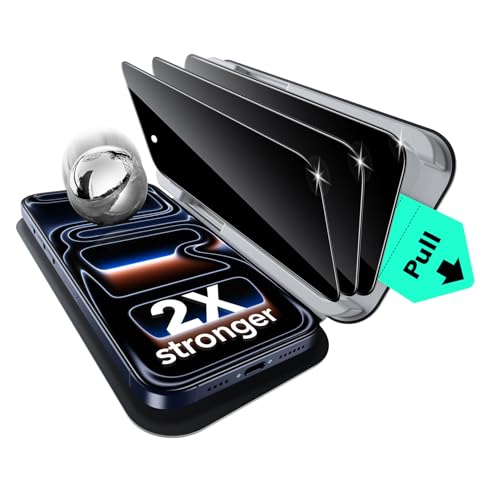 ESR Pack de 3 protetores de ecrã com privacidade para iPhone 2025 Pro Max, grau militar, inquebráveis, dureza 9H, vidro temperado anti-espião, bandeja UltraFit