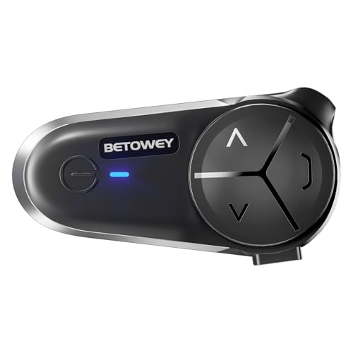 BETOWEY Intercomunicador capacete Moto BT-S5, Bluetooth V5.3, multitarefa de áudio, 2 tipos de microfone e auriculares, para 10 motociclistas, 1 peça