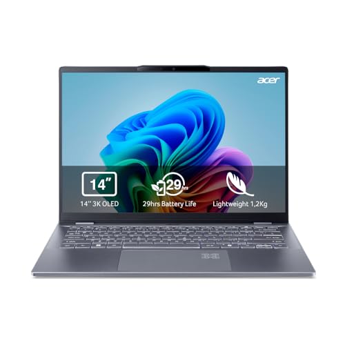 Acer Swift 14 AI Copilot PC SF14-51, computador portátil OLED de 14" (Intel Core Ultra 7 258V, 32 GB RAM, 1 TB SSD, Intel Arc Graphics 140 V GPU, Windows 11 Home) azul, teclado QWERTY Espanhol