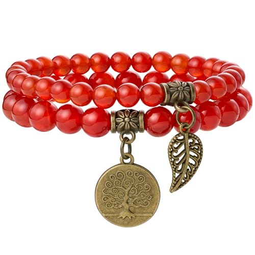 Farfume Pulseiras de chakra para mulher - pulseira de cristais de pedras curativas para mulher pedras preciosas naturais ioga Reiki bracelete - um conjunto de pulseiras duplas