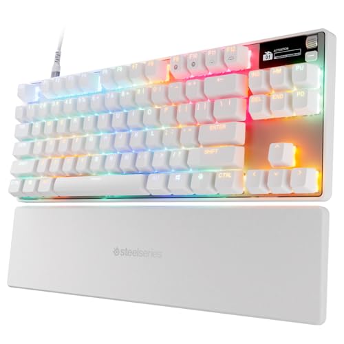 SteelSeries Apex Pro TKL Gen 3 Branco - teclado mecânico de jogos, HyperMagnetic interruptores OmniPoint 3.0, acionamento ajustável, Rapid Trigger, predefinições, Rapid Tap - RGB - OLED - US QWERTY