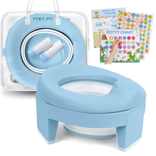 TYRY.HU Mictório de viagem dobrável com saco assento sanitário dobrável para crianças 3 em 1 almofada macia EVA portátil redutor WC para bebé de salpicos adaptador