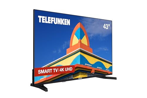 Telefunken 43DTUV725 2025 Smart TV 4K Ultra HD HDR 3840 x 2160, 43 polegadas, visão Dolby, design sem molduras, áudio Dolby