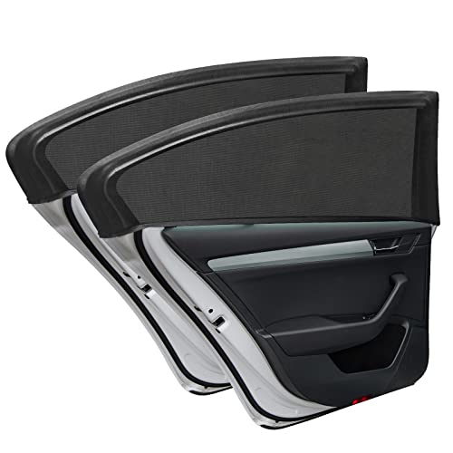 URAQT Guarda-sol carro lateral, 2 unidades mosquiteira para carro de tecido duplo, para-sol janela carro fácil instalação, cortinas de carro para boquear os raios UV e calor para bebé crianças adulto