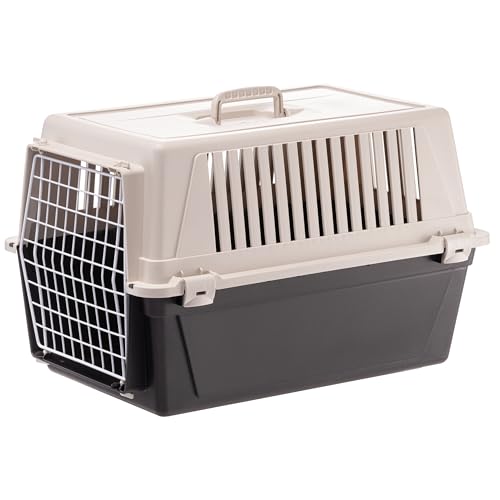 Ferplast Transportador gatos, transporte cão médio pequeno e gatos até 15 kg, porta de ferro elástico, ranhuras de ventilação, 40 x 60 x h 38 cm, transporte de animais de estimação rígido Atlas 30 EL