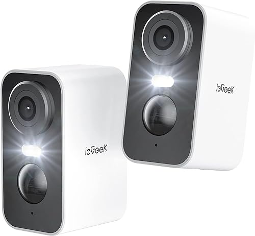 ieGeek 2K Câmara de vigilância WiFi exterior/interior sem cabos, câmara de vigilância exterior com bateria recarregável, visão noturna colorida de 10 m, deteção de movimento PIR, áudio de 2 vias (2