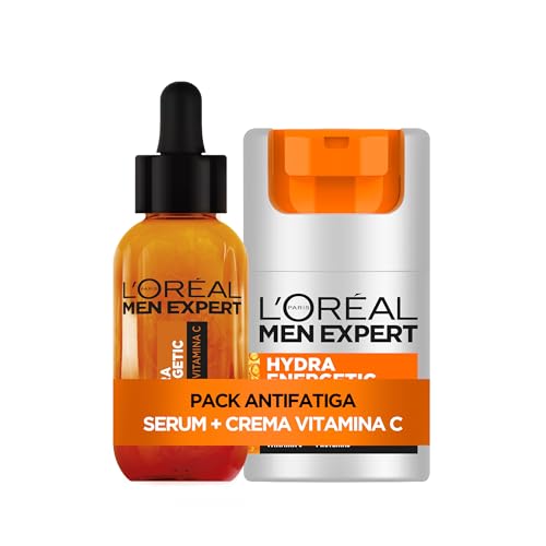 Rutina L'Oréal Men Expert Hydra Energetic para homem, soro com vitamina C 30 ml e creme hidratante anti-fadiga 50 ml