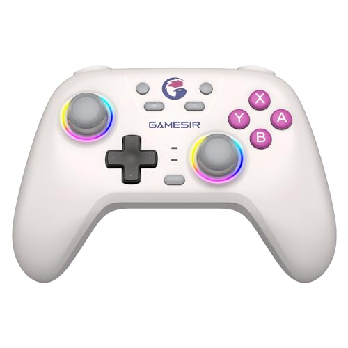 GameSir Nova Wireless Switch Pro Controller for Switch/Lite/OLED, Switch Controllers com Hall Effect JoySticks, RGB LED, Turbo, programável, Motion Control, Wake Up Function (Bianco)