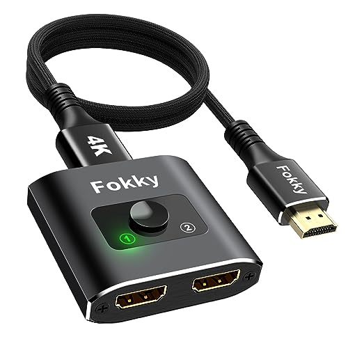 HDMI Switch 4K 60Hz HDMI Splitter, interruptor Hdmi【com1M (3,3 pés) cabo】 Bidirecional hdmi switcher 2 entradas de 1 saída ou 1 entrada de 2 saídas (preto, com1 m cabo)