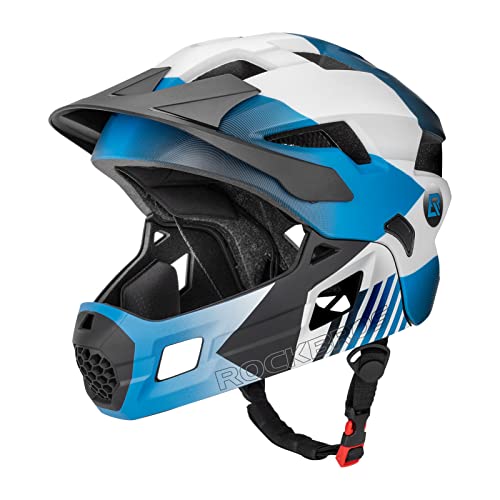 ROCKBROS Capacete integral para crianças, suporte removível, capacete ajustável proteção cabeça para MTB BMX ciclismo, S M