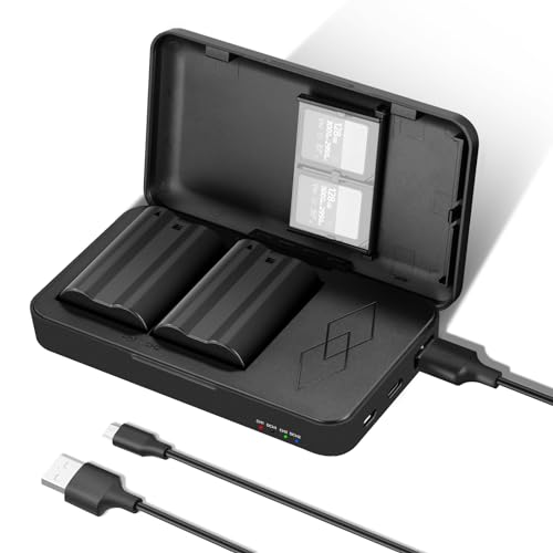 NEEWER EN-EL25c Bateria de substituição e carregador USB, 2 pacotes de 2400 mAh e carregador de canal duplo, compatível com Nikon Z8 Z7 Z6 Z5 D850 D780 D750 D610 D500 D7500D D7200 D7100 D7000 1 V1
