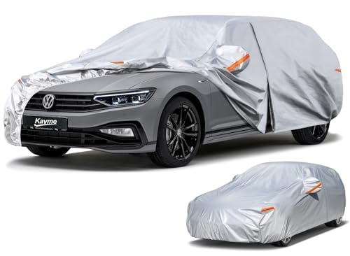 Kayme Capa de carro familiar exterior, compatível com Volkswagen Passat Variant (1980-2025), capa para carro impermeável anti-UV, anti-UV anti-pó de 6 camadas, cobertura de carro com fecho de correr e