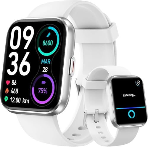 Relógio inteligente mulher com chamadas e Alexa integrada, 1,8" Smartwatch mulher com pulsómetro/sono/SpO2, WhatsApp notificações, 110 modos desportivos, relógio desportivo impermeável IP68 para