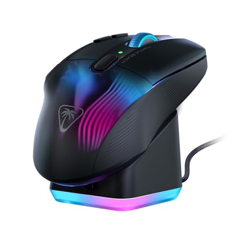 Turtle Beach Kone XP Air - Mouse de Juego RGB ergonómico inalámbrico Personalizable, Sensor óptico de 19,000 PPP, batería de 100 Horas de duración y Base de Carga - Negro