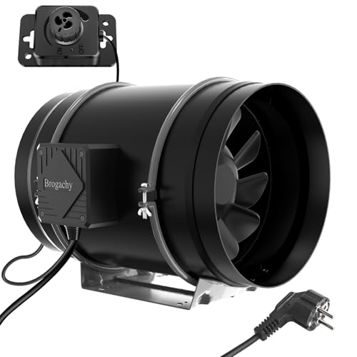 Brogachy 200 mm ventilador de extração ajustável 1413 m³/h, ventilador extrator de ar de 3000 RPM com motor trifásico EC, para casa de banho, booster, loja de cultivo, garagem, cozinha.