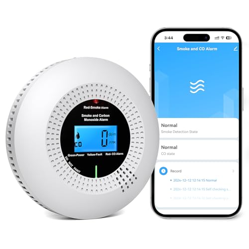 PHYSEN WiFi Detector de fumo e monóxido de carbono com 10 anos de vida útil e bateria substituível, detetor combinado inteligente, compatível com a sua App, certificação padrão EN14604 & EN50291