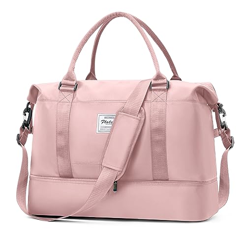 HPLQQ Saco de viagem Ryanair & bagagem de mão mala de fim de semana de desporto mulher com compartimento para sapatos impermeável bolsa ginásio mala maternidade hospital, H3-rosa