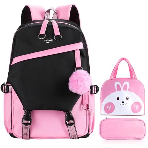 FRONET Mochilas escolares adolescentes mochila escolar menino menina & mulher 8-22 anos casual, 16 polegadas computador portátil bolsa grande para a universidade negócios viagens Kawaii Daypack