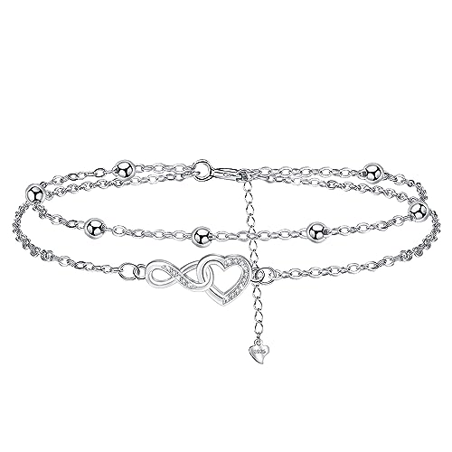 Micory Pulseiras mulher prata de lei 925 pulseira ajustável 17 4 cm, presentes originais de feliz aniversário para mulheres meninas