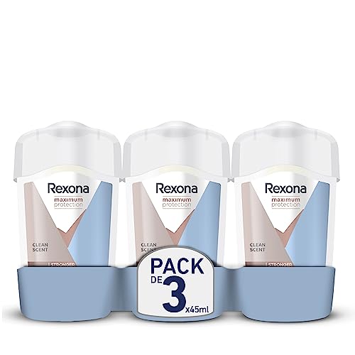 Rexona Maximum Protection Desodorante para mulher em bar, antirreflexo, limpeza suave, 45 ml (embalagem de 3)