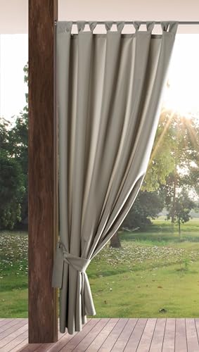 Eurofirany GARDEN Cortinas exteriores com presilhas, 1 peça. Cortina de exterior impermeável, resistente ao vento, cortina para jardim, pátio, varanda, terraço, 155 x 260 cm, cappuccino