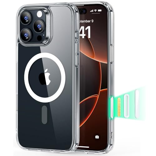 ESR Capa para iPhone 16 Pro MAX, controlo de câmara, compatível com MagSafe, proteção militar à prova de impactos, capa magnética para iPhone 16 Pro MAX, capa híbrida clássica (HaloLock), transparente