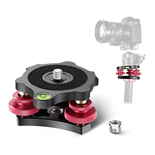 NEEWER Nivelador de câmara com base de nivelamento cabeça tripé, cabeça de três rodas de 3 eixos de liga de alumínio de grau aeronáutico, rosca de 3/8", ajuste de ângulo preciso de +/-5°, LP64