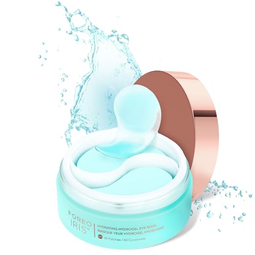 FOREO IRIS Patches olhos com colagénio - contorno de olhos anti-olheiras - vitamina B, vitamina C e vitamina E, retinol - anti-olheiras mulher - hidratante, vegan, 60 remendos olhos bolsas e orelhas