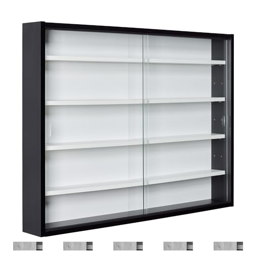 Inter Link - Vitrine de coleção - vitrina - prateleiras de parede - vitrina de vidro, estante de parede - estante de pendurar - MDF - preto e branco (80 x 60 x 9,5 cm) Collecty preto