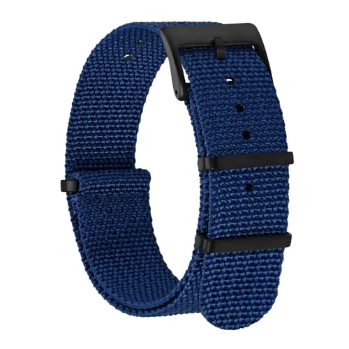 BISONSTRAP Correias de relógio de nylon para homens, correias militares de uma só peça, 18 mm 20 mm 22 mm