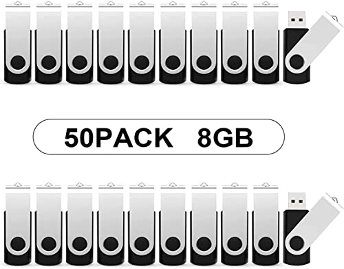 KOOTION Pendrives 8 GB 2.0 Memórias USB 8 GB 50 peças Pen Drive USB 2.0 Flash Drive 8 Gigas Lote Pen Stick Pack de 50 unidades, pretos