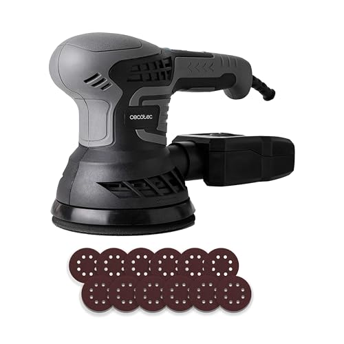 Cecotec Lixadeira Rotorbital PerfectSurface 350 Rotate, 350W, 13000 rpm, 12 peças sobressalentes, depósito de pó, conexão para aspirador, duplo movimento excêntrico, 26000 mov/min, cabo de 3 m