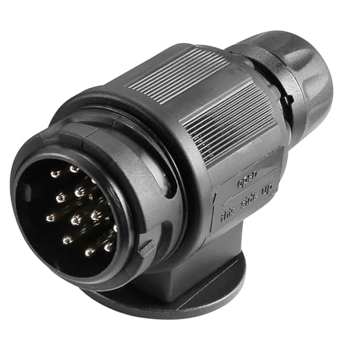 AGRISHOP Tomada reboque 13 pinos macho, conector reboque de 13 pinos 12 V tomada reboque de carro, cavilha reboque de 13 polos