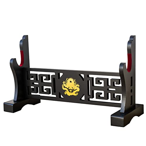 FOXSMZZ Suporte para espadas de veludo japonês acolchoado Katana Stand Samurai Display Rack suporte todas as espadas tanto (dragão - 1)