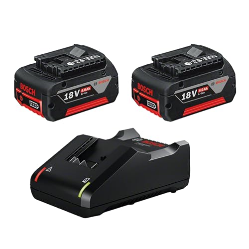 Bosch Professional 18V System GBA 18V GAL 18V-40 - Set bateria de lítio carregador (2 baterias x 4,0 Ah, tecnologia Coolpack)