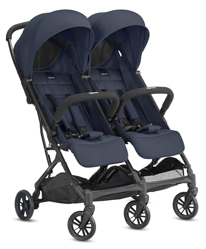 Inglesina Twin Sketch Carrinho de punho duplo, azul, ultraleve e compacto, ideal para abotoaduras ou irmãos, conforto elevado, até 15 kg