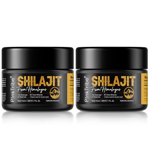 Shilajit Puro - resina Shilajit autêntica do Himalaia, alta em ácido fúvico e 85 oligoelementos, 100% vegan e sem aditivos, 2 pacotes