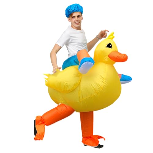 JASHKE Disfarce insuflável de pato amarelo para adultos