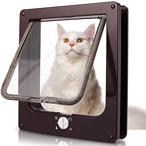 Sailnovo Porta para gatos para cães, 4 vias, fecho fácil para gatos e cães pequenos, fácil de instalar com moldura telescópica, porta para cães, porta para gatos, porta para animais de estimação