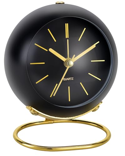 Azyh Relógio despertador analógico com bom design simples, relógio de mesa retro com luz noturna, silencioso, sem tiquetaque, funciona a pilhas, para crianças, quarto, viagens, cozinha, mesa de