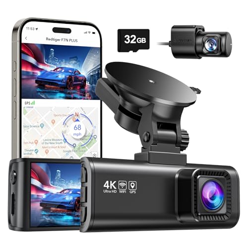 REDTIGER 4K Dashcam câmara carro com Wi-Fi e GPS câmara carro, Dash CAM ecrã IPS de 3,18", 170° grande angular, visão noturna, gravação em loop, sensor G, monitor de estacionamento, 256 GB MAX