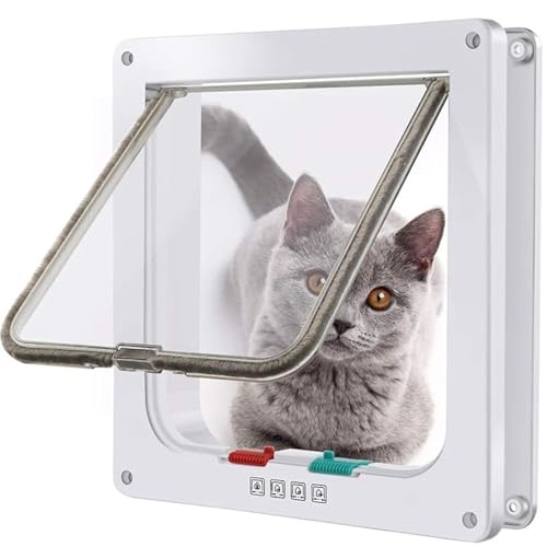 Moaobooh Porta para gatos, bloqueio de 4 vias para gatos, porta para animais de estimação (L, mulher)