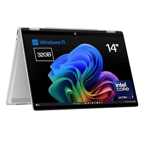 HP Omnibook X Flip Computador portátil conversível de 14" 2K IPS tátil Intel Ultra 7-258V EVO, 32 GB RAM, 1 TB SSD, Intel ARC Graphics, Windows 11 Home Silver - teclado QWERTY espanhol