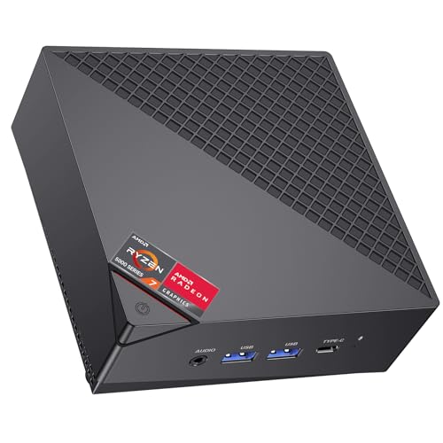 ACEMAGICIAN AM06PRO Mini PC, AMD Ryzen 7 5825U (8C/16T, até 4,5 GHz), mini computadores de mesa 16 GB RAM DDR4 512 GB M.2 2280 SSD, dupla Ethernet/WiFi 6/para escritório, computador pequeno