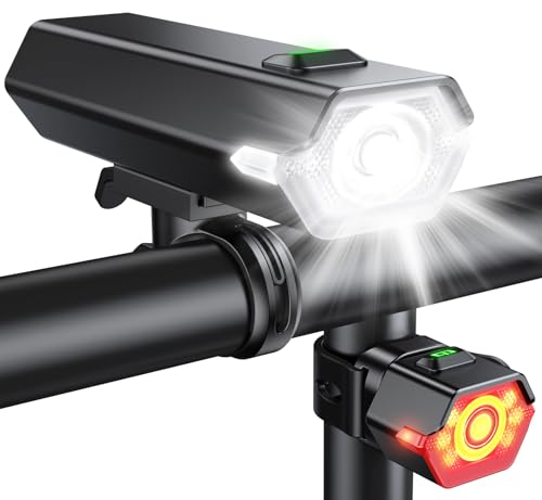 Glangeh Luzes de bicicleta dianteira e traseira recarregáveis super brilhantes, 4 + 6 modos luz bicicleta dianteira LED, luzes laterais, IP65 impermeável- acessórios de iluminação bicicleta para o